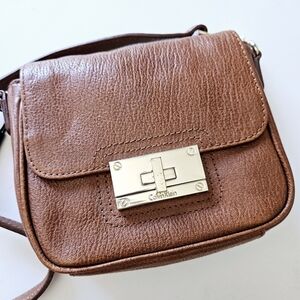 New Calvin Klein Mini Purse Luggage Leather